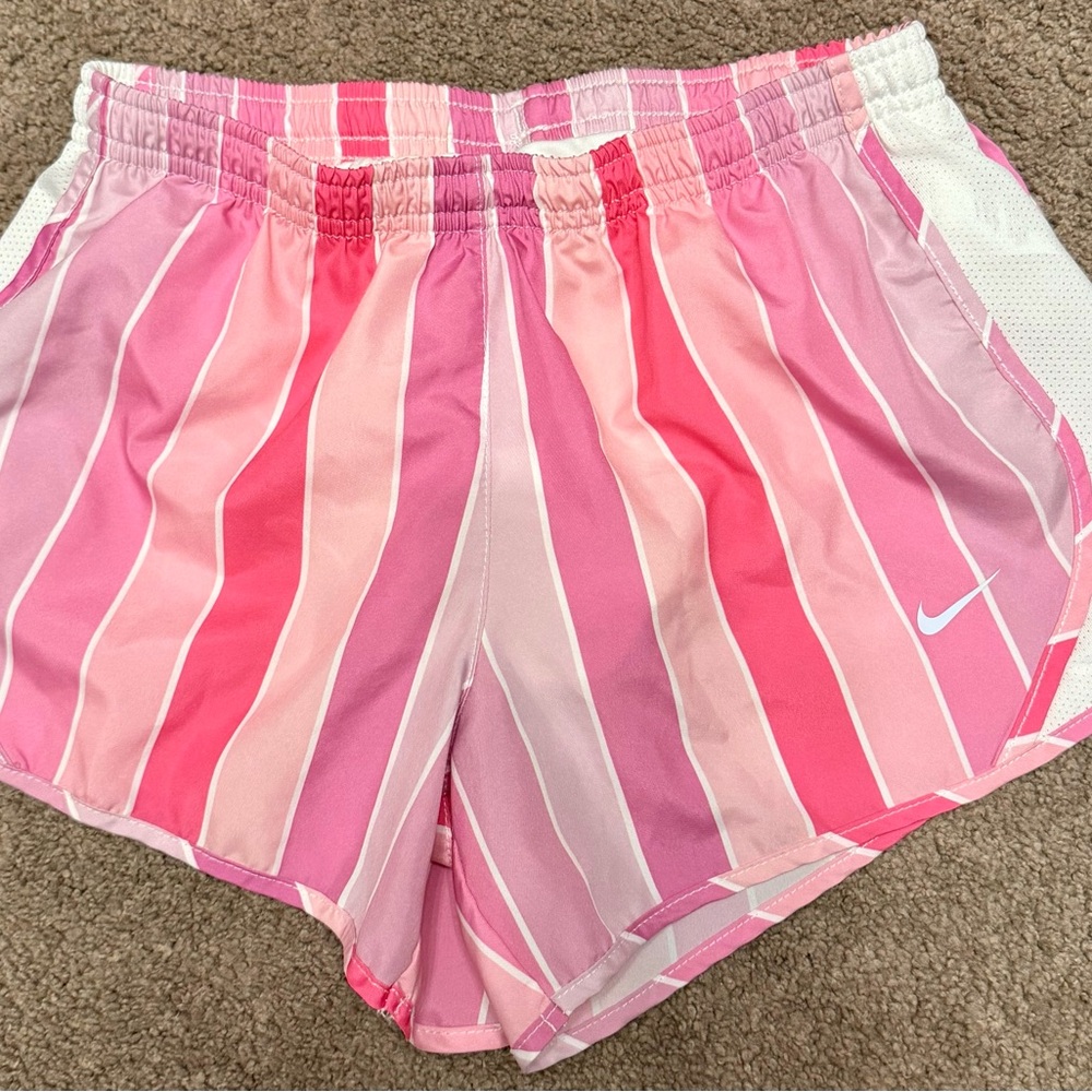 Nike Pink Multi-Stripe Girls' Athletic Shorts
